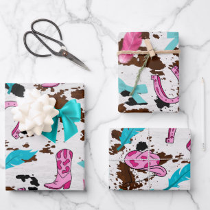 Papier à envelopper rose et coquette Turquoise