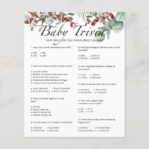 Papier À feuillage persistant Baby Trivia Baby shower Jeu