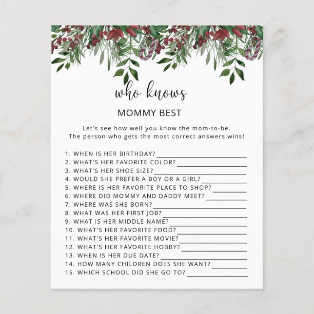 Papier À feuillage persistant Qui connaît maman mieux (Devant)