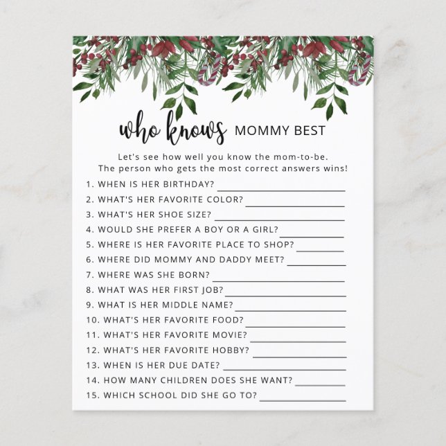 Papier À feuillage persistant Qui connaît maman mieux (Devant)