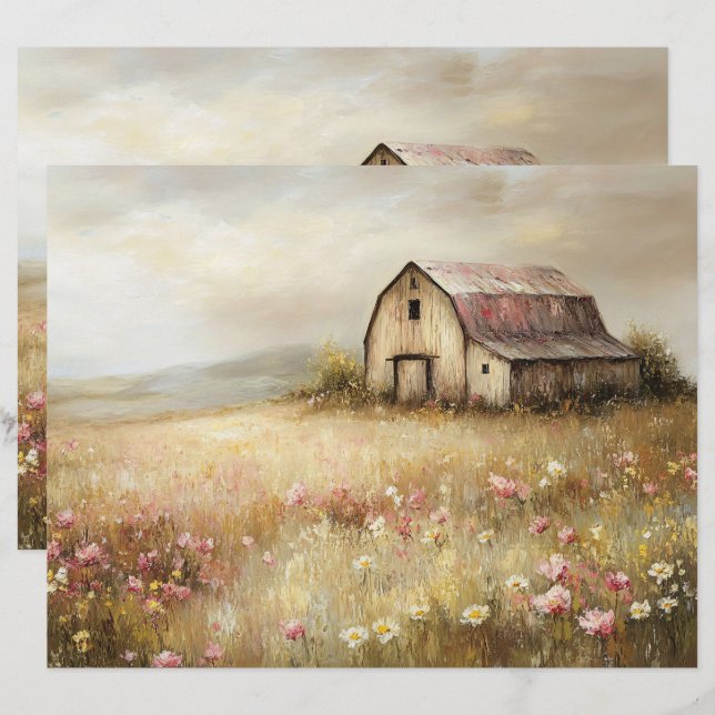 Papier à Fleur sauvage de champ rustique de la gra (Devant / Derrière)