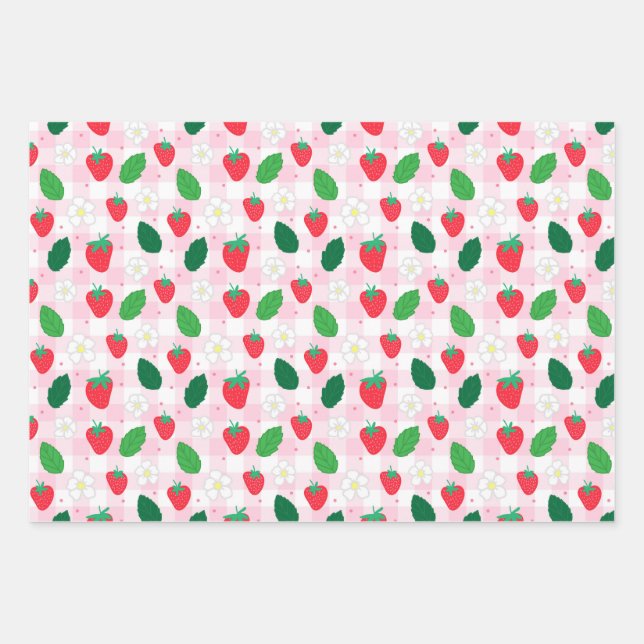 Papier à fraise et En vichy rose et vert (Devant)