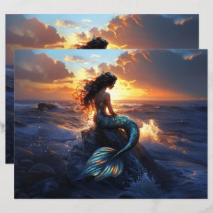 Papier à gratte-ciel de sirène Sunset