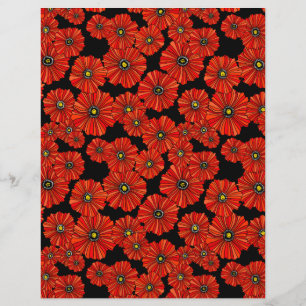 Papier à gratter à fleurs de pavot rouge 8,5x11