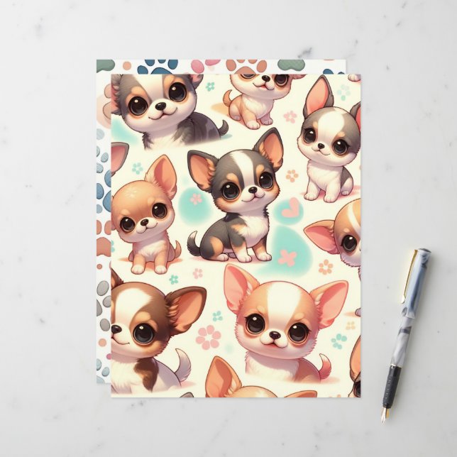 Papier à gratter Chihuahua Chig couleur mignonne (Devant/Arrière en situation)