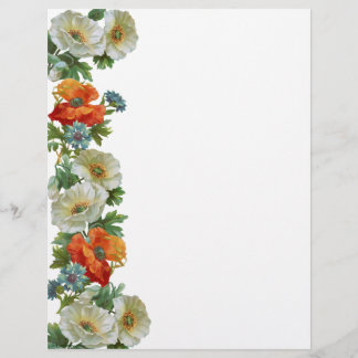 Papier à lettre artistique floral avec coquelicots