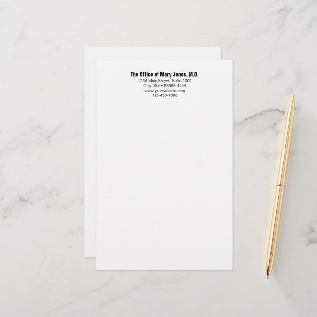 Papier à lettre de cabinet médical avec téléphone  (Devant/Arrière en situation)