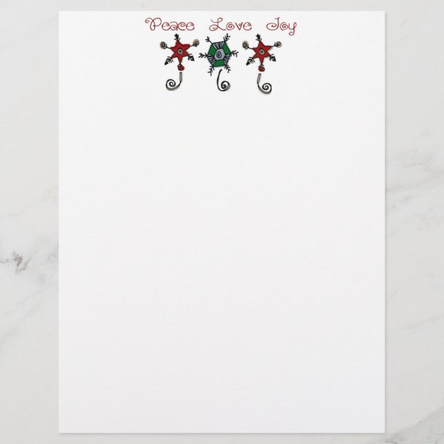 Papier à lettre de Noël Ornements Paix Amour Joie (Devant)