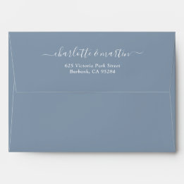 Papier à lettre Retour Adresse Mariage A7 Bleu Pou
