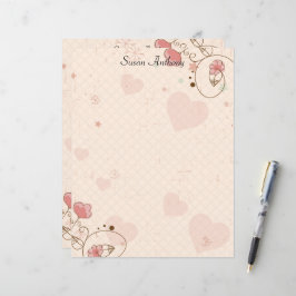 Papier à lettres à fleurs et cœurs doux de la Sain