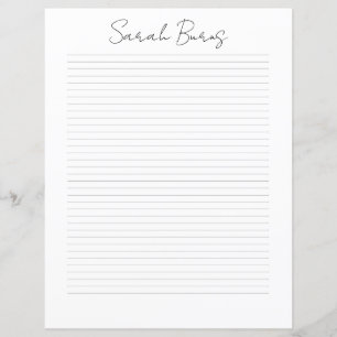 Papier à lettres à nom de script chic avec monogra