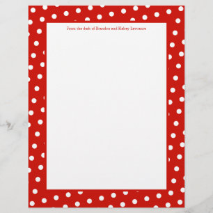 Papier à lettres à points rouges et blancs avec si