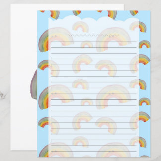 Papier à lettres arc-en-ciel kawaii bleu clair