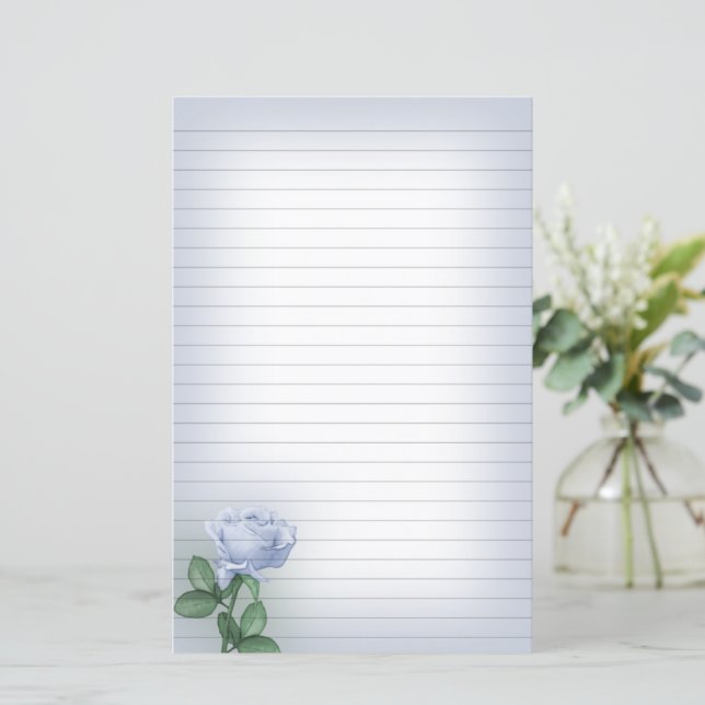 Papier à lettres bleu Rose (Debout devant)