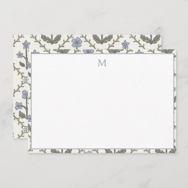 Papier à lettres Cartes Bleu & Vert Motif Floral (Créateur téléchargé)