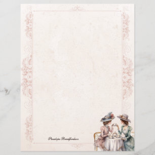 Papier à lettres de dame de rose de thé chic victo