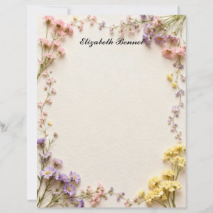 Papier à lettres Fleurs séchées Rose Bleu Jaune