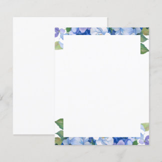 Papier à lettres floral nuances de bleu