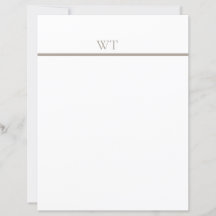 Papier à lettres Monogramme avec barre Taupe et En