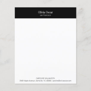 Papier à lettres noir blanc élégant personnalisé