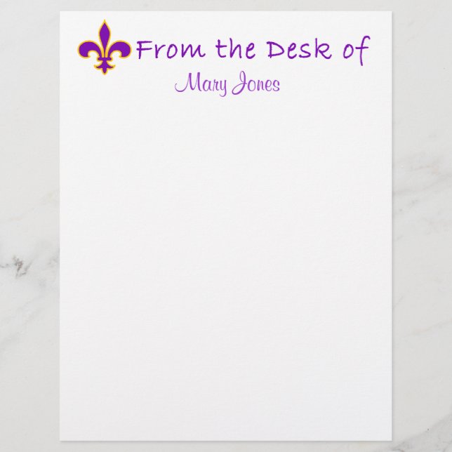 Papier à lettres personnalisé Joli violet Fleur de (Devant)