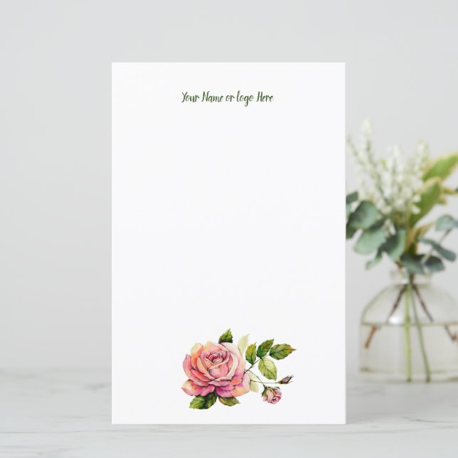 Papier à lettres personnalisé rose (Debout devant)