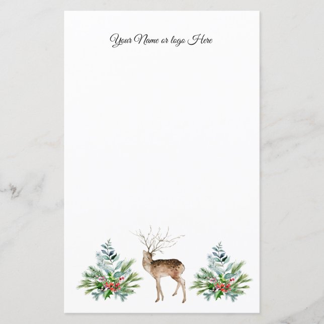 Papier à lettres personnalisées cerfs et arbres de (Devant)