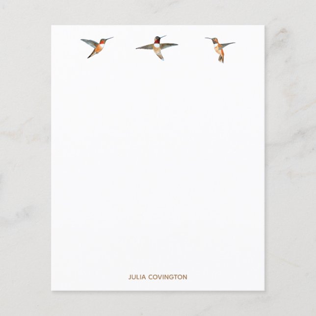 Papier à lettres personnalisées pour colibri (Devant)