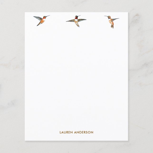 Papier à lettres personnalisées pour colibri (Devant)