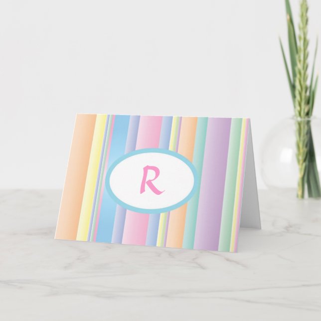 Papier à lettres personnalisées - rayures pastel C (Devant)