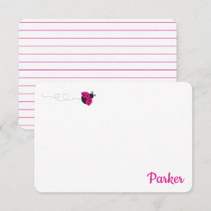 Papier à lettres pour enfants rose Ladybug Cartes 