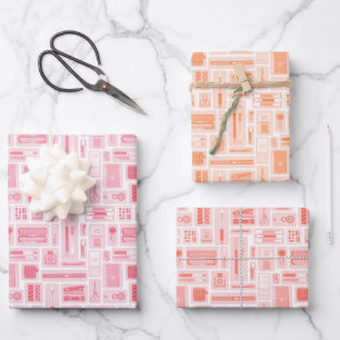 Papier à lettres rose orange rouge Motif