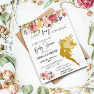 Papier A Little Fairy is on the Way Baby Shower Gold Invi