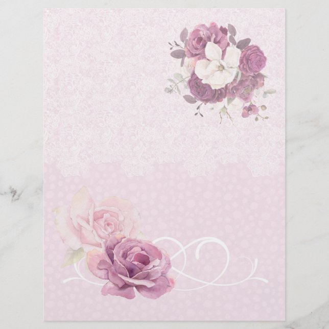 Papier à Mariage à  rose et dentelle (Devant)