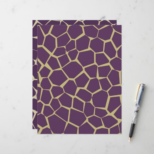 Papier à Motif pour  de girafe violet et or (Devant/Arrière en situation)