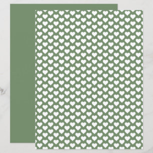 Papier à Motif Sage Vert Coeur mignon