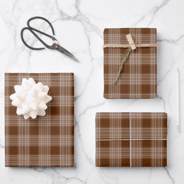 Papier à Motif Tartan Brown et blanc (Recto)