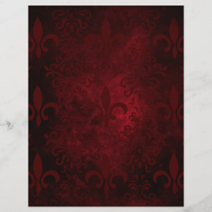 Papier à motifs rouge et noir Fleur de Lis
