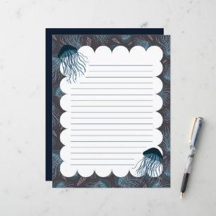 Papier à papeterie doublé de méduses
