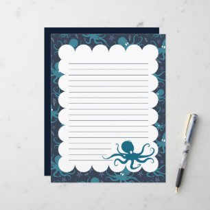 Papier à papeterie doublé d'octopus