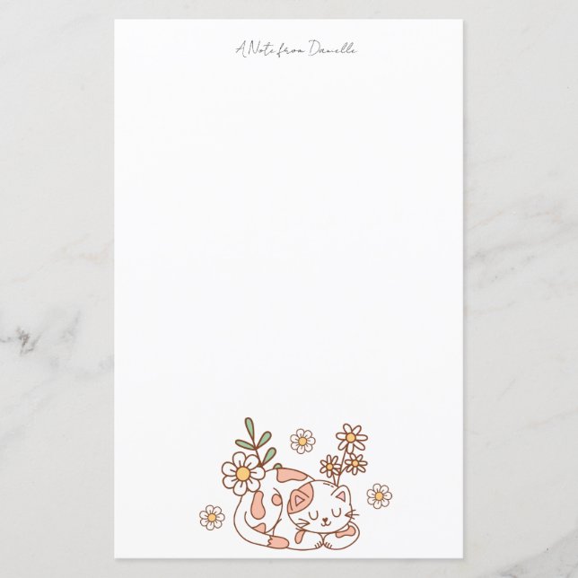 Papier à papeterie floral Cute Chat Retro (Devant)