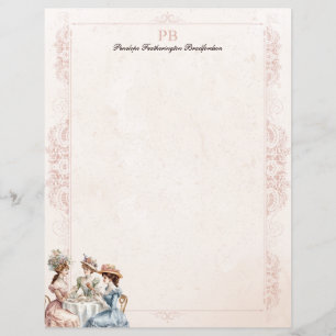 Papier à papeterie monogramme vintage de thé victo