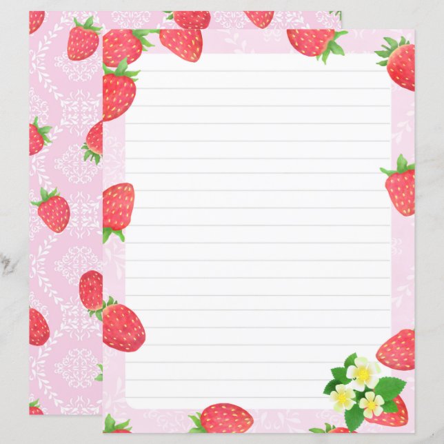 Papier à papeterie rose fraise (Devant / Derrière)