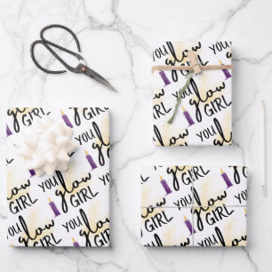 Papier à papier à envelopper brillant pour fille J
