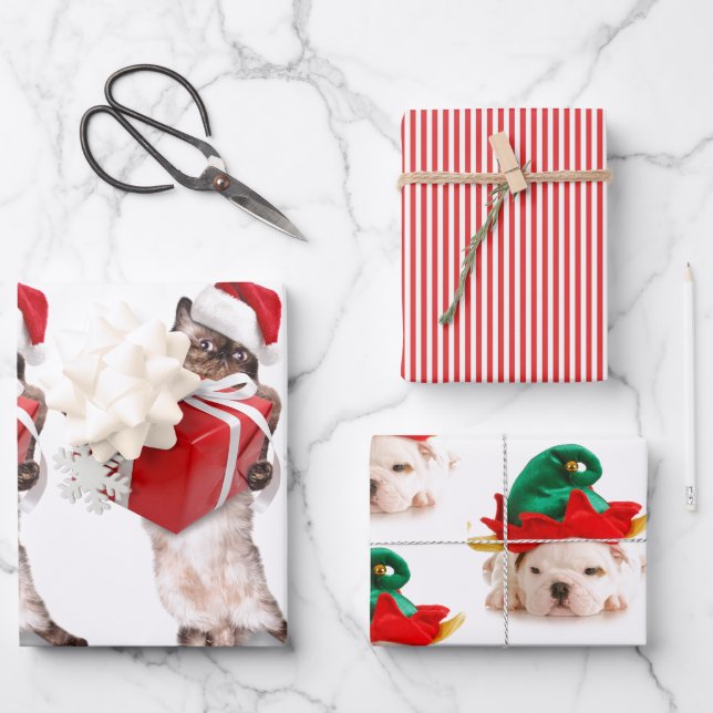 Papier à papier à envelopper CHRISTMAS pour animau (Recto)