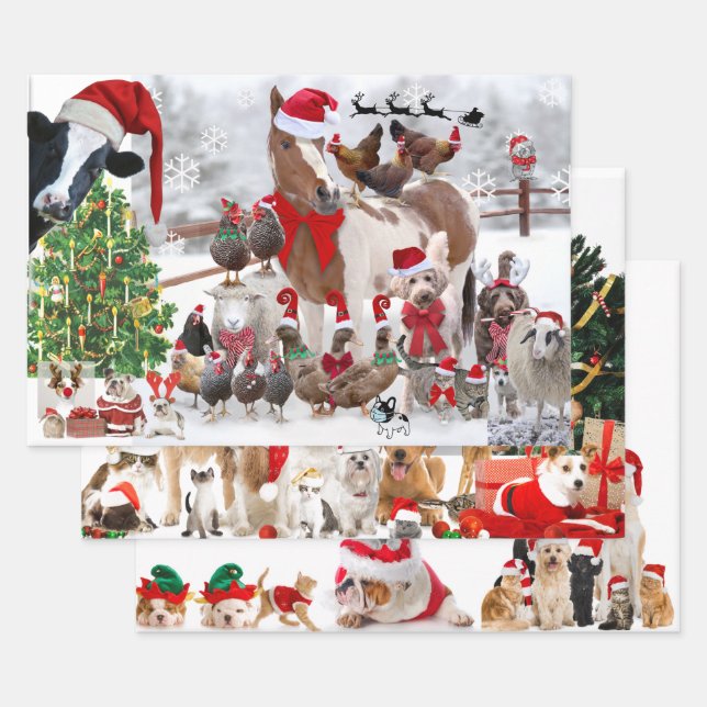 Papier à papier à envelopper CHRISTMAS pour animau (Lot)