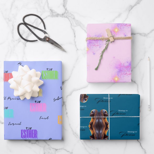 Papier à papier à envelopper Purim Ensemble de feu (Recto)