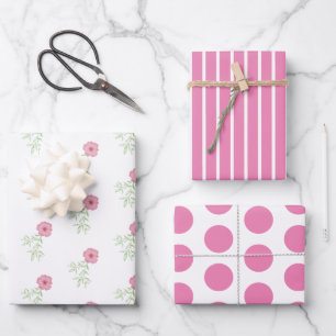 Papier à papier à envelopper rose et à feuilles pl