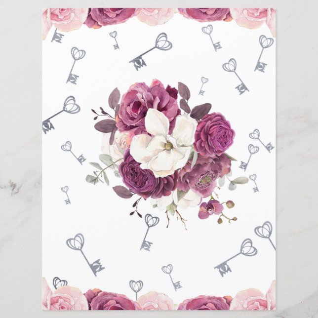 Papier à papier à gratter Plum romantique Floral & (Devant)