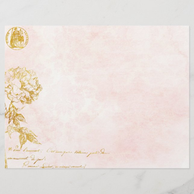 Papier à papier à rebut rose Damask & or Floral (Devant)